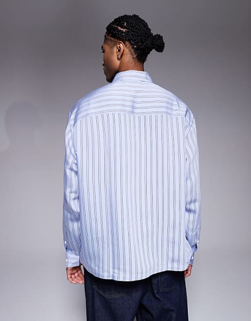DESIGN Oversized Overhead Poplin Shirt In Blue
