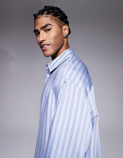 DESIGN Oversized Overhead Poplin Shirt In Blue