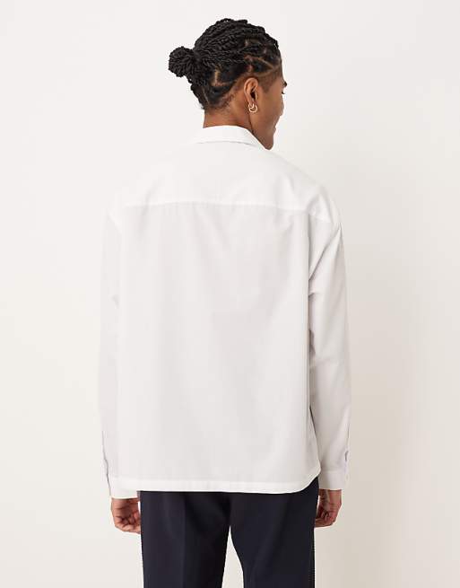 DESIGN Oversized Overhead Revere Shirt In White