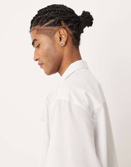 DESIGN Oversized Overhead Revere Shirt In White