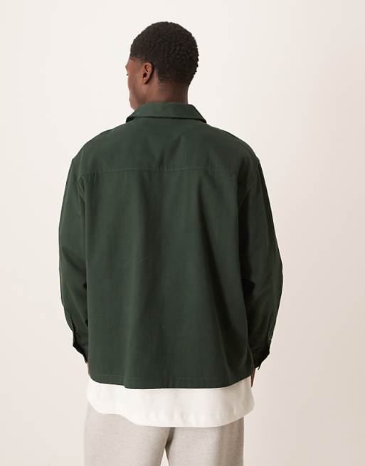 DESIGN Oversized Overhead Shirt In Green Twill