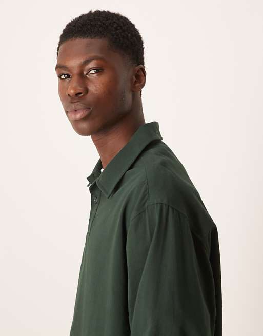 DESIGN Oversized Overhead Shirt In Green Twill