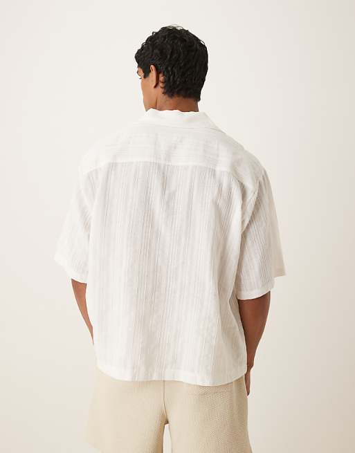 DESIGN Oversized Overhead Shirt In Light White Texture