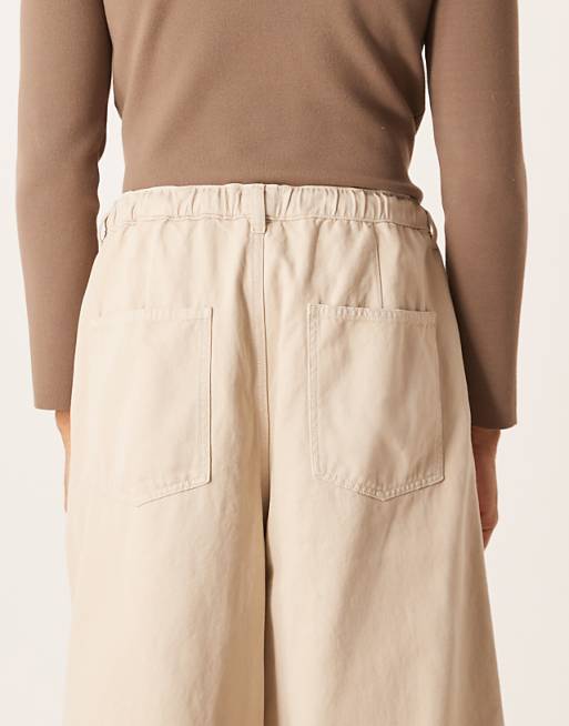 DESIGN Oversized Parachute Twill Trouser In Stone