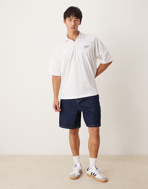 DESIGN Oversized Polo With Back Print In White