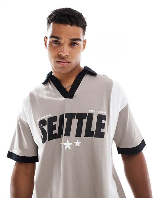DESIGN Oversized Polo With City Print In Brown