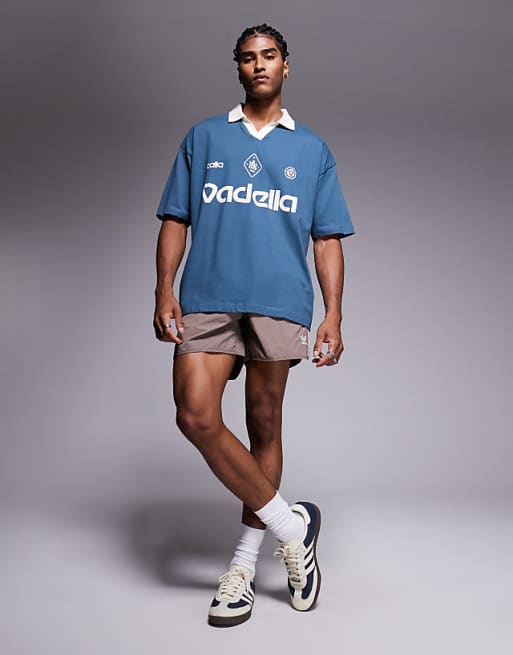DESIGN Oversized Polo With Sports Print In Charcoal