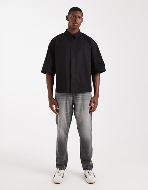DESIGN Oversized Poplin Shirt In Black