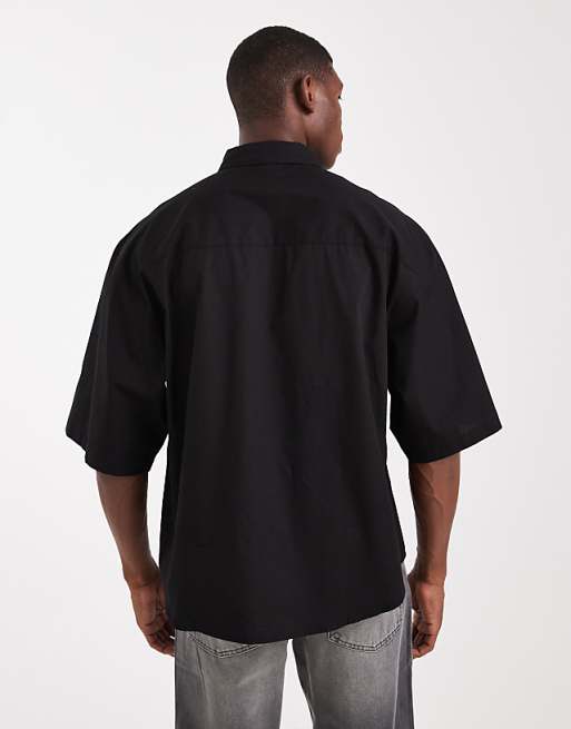 DESIGN Oversized Poplin Shirt In Black