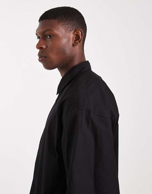 DESIGN Oversized Poplin Shirt In Black