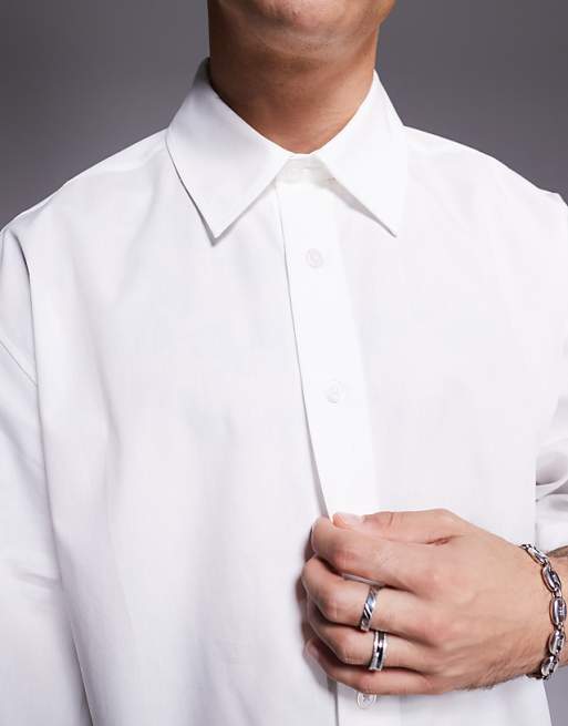 DESIGN Oversized Poplin Shirt In White