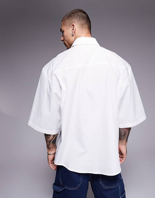 DESIGN Oversized Poplin Shirt In White