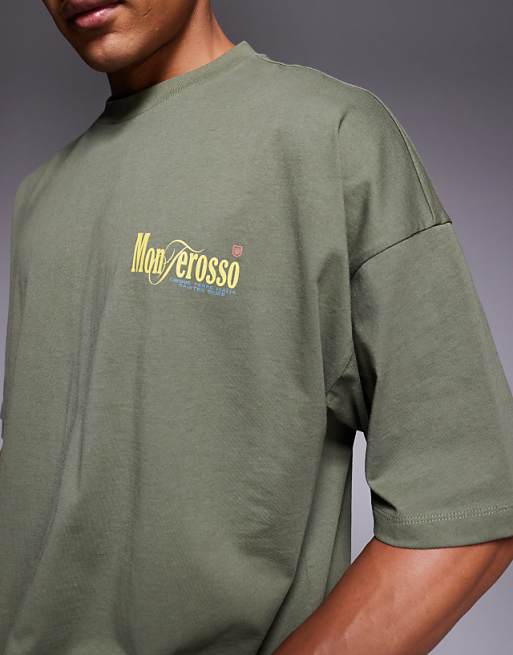 DESIGN Oversized Printed T-shirt In Khaki