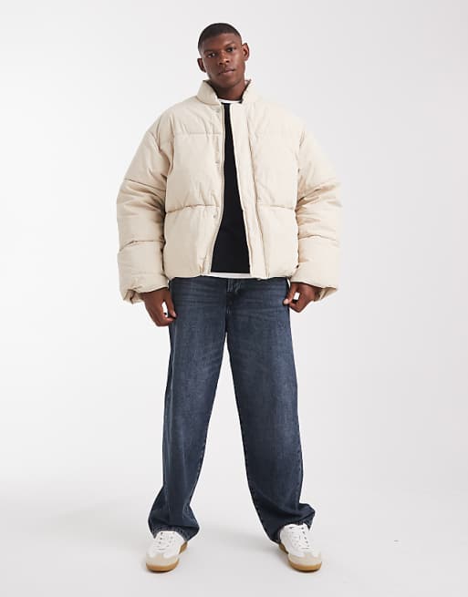 DESIGN Oversized Puffer Jacket In Ecru