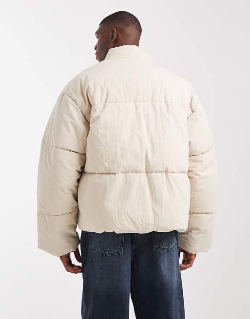 DESIGN Oversized Puffer Jacket In Ecru