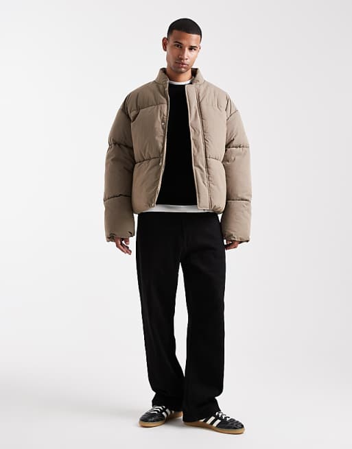 DESIGN Oversized Puffer Jacket In Stone
