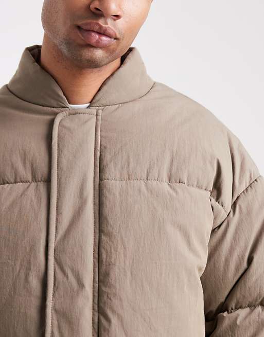DESIGN Oversized Puffer Jacket In Stone