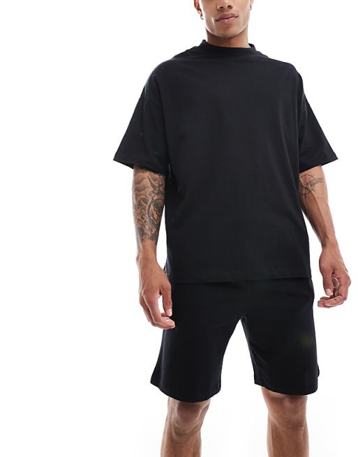 DESIGN oversized pyjama sets in black