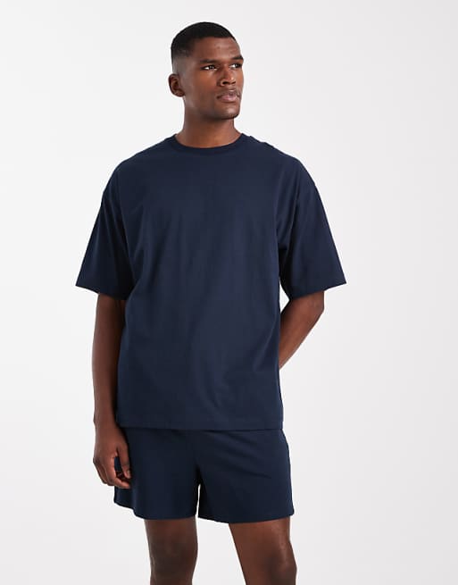 DESIGN oversized pyjamas set in navy