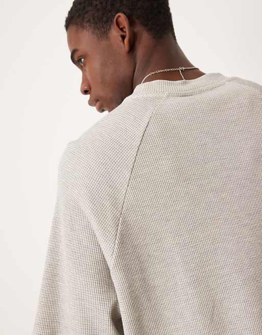 DESIGN Oversized Raglan T-shirt Coord In Grey Marl Waffle