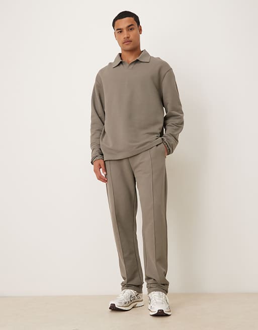 DESIGN Oversized Revere Pique Polo In Khaki