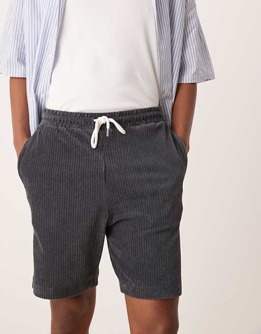 DESIGN oversized ribbed velour short in grey