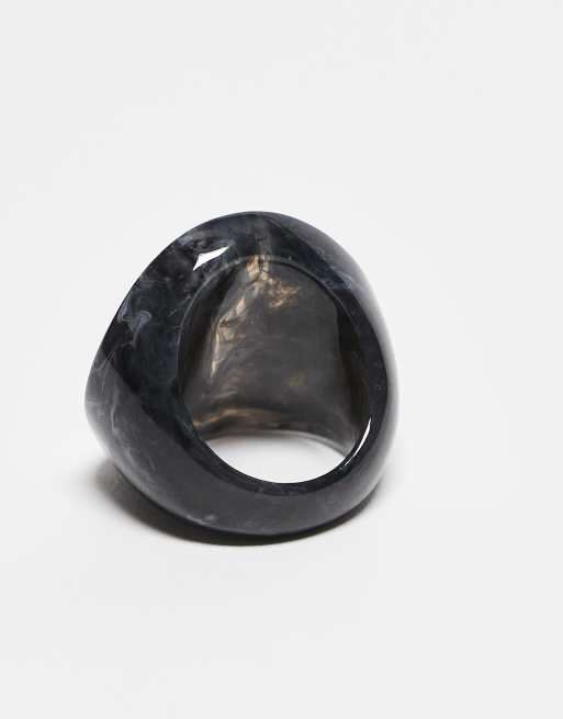 DESIGN Oversized Ring In Resin In Washed Black