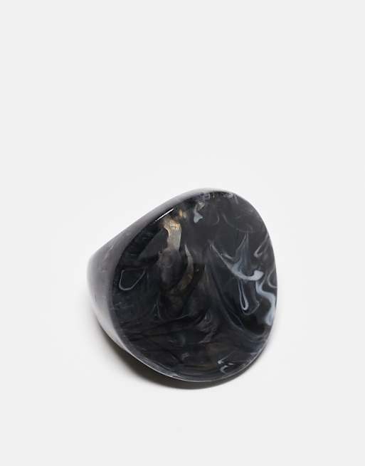 DESIGN oversized ring in resin in washed black