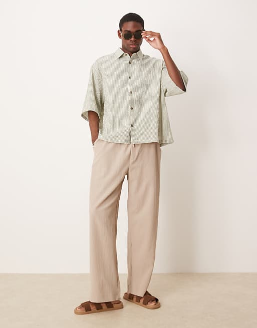 DESIGN Oversized Seersucker Shirt In Green