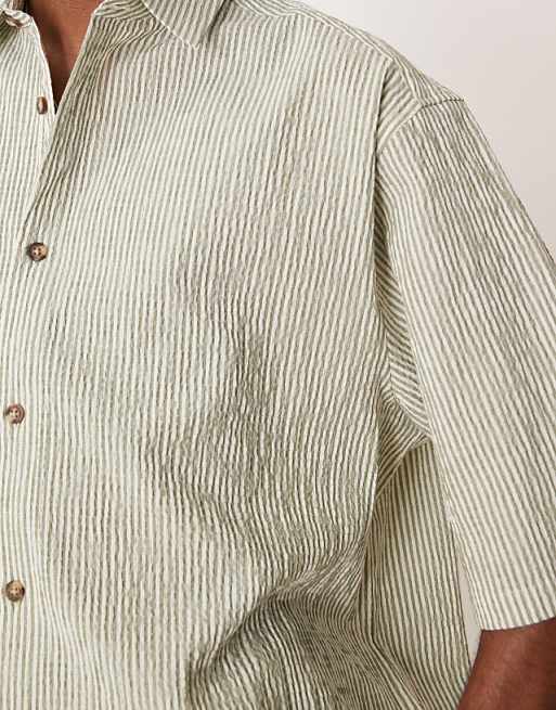 DESIGN Oversized Seersucker Shirt In Green
