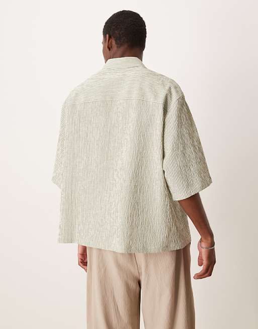 DESIGN Oversized Seersucker Shirt In Green