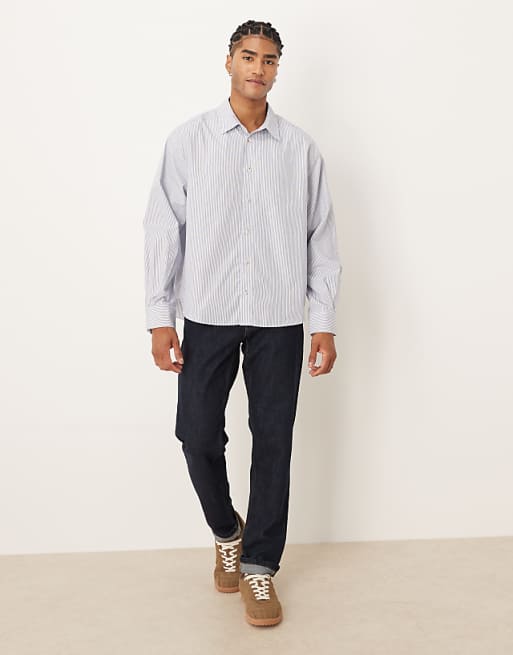 DESIGN Oversized Shirt In Blue Stripe