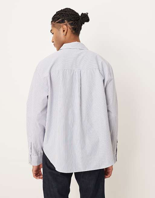 DESIGN Oversized Shirt In Blue Stripe