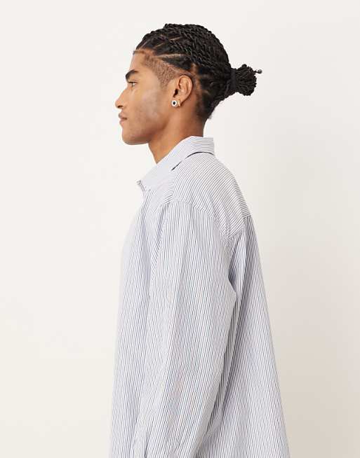 DESIGN Oversized Shirt In Blue Stripe