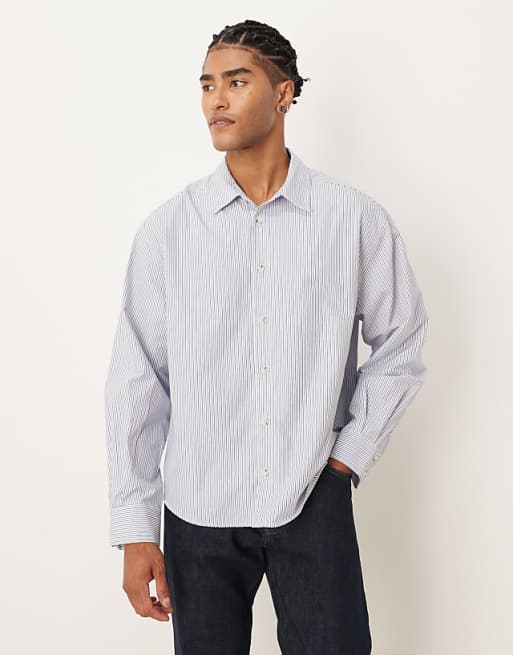 DESIGN oversized shirt in blue stripe