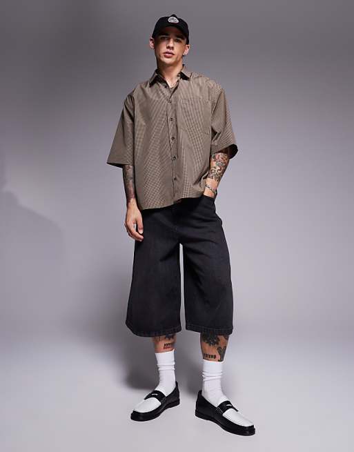 DESIGN Oversized Shirt In Brown Check