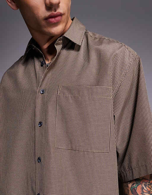 DESIGN Oversized Shirt In Brown Check