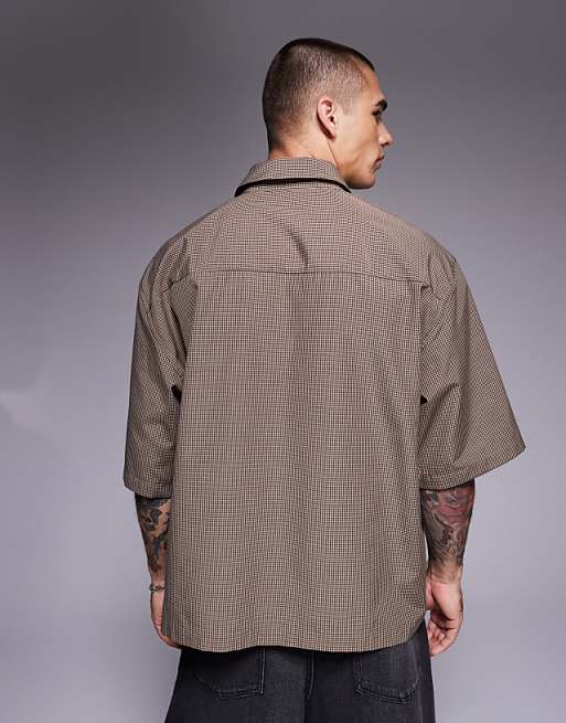 DESIGN Oversized Shirt In Brown Check