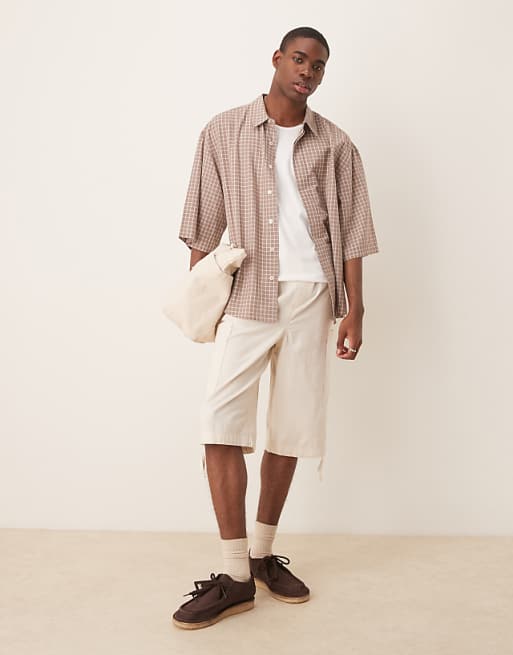 DESIGN Oversized Shirt In Brown Check