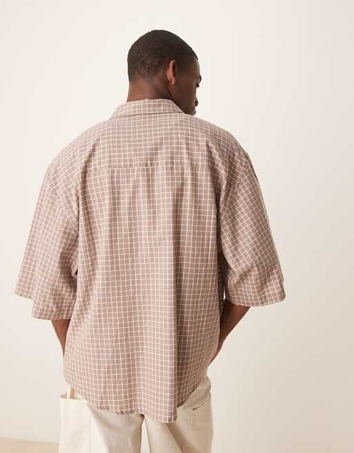 DESIGN Oversized Shirt In Brown Check