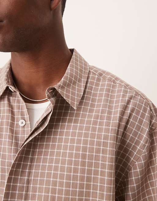DESIGN Oversized Shirt In Brown Check