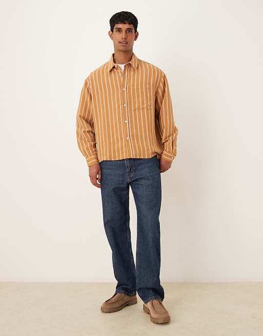 DESIGN Oversized Shirt In Rust Stripe