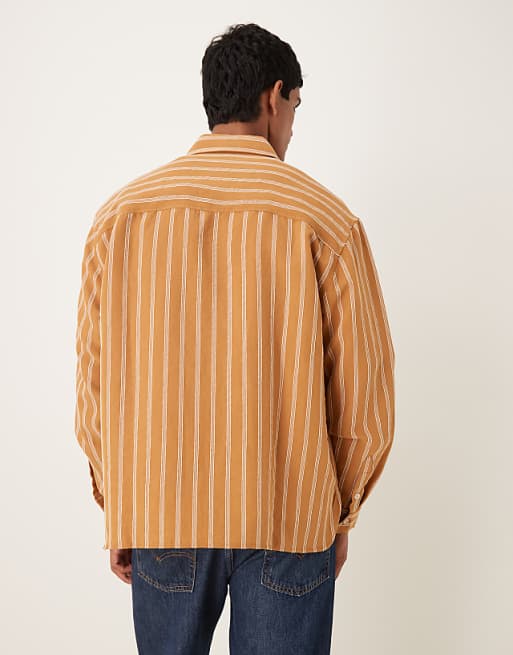 DESIGN Oversized Shirt In Rust Stripe