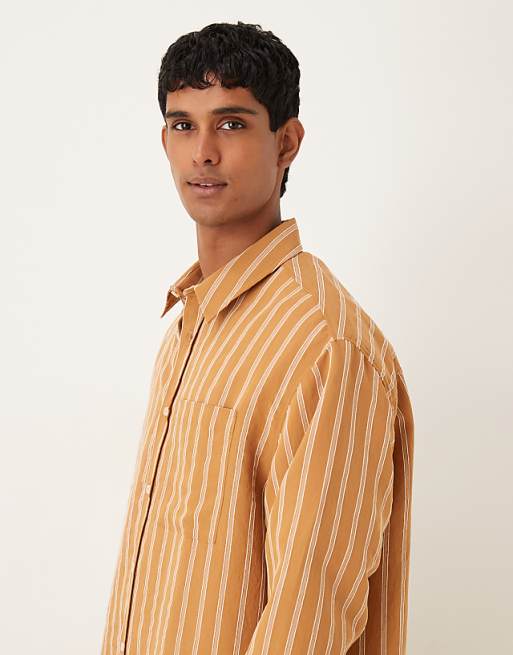 DESIGN Oversized Shirt In Rust Stripe