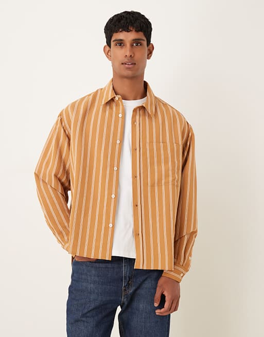 DESIGN oversized shirt in rust stripe