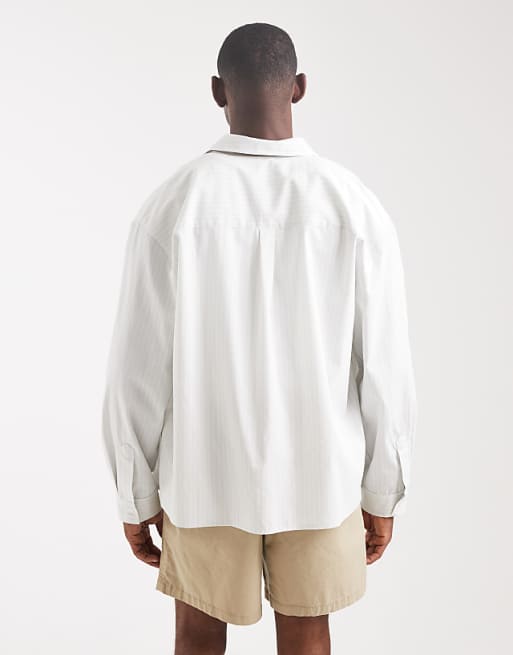 DESIGN Oversized Shirt In Stone Stripe