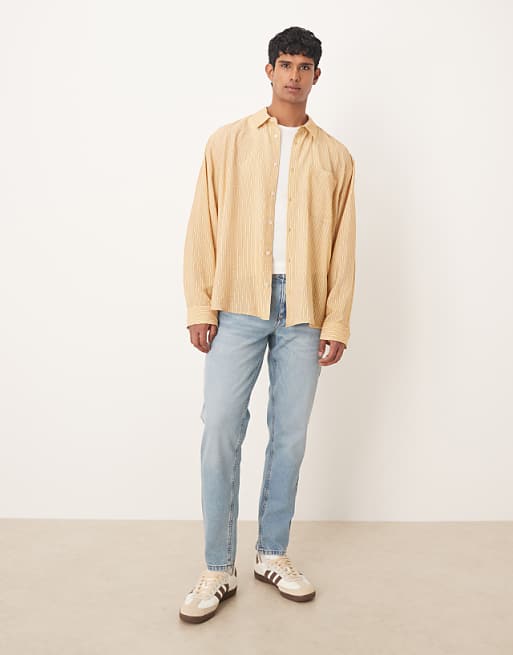 DESIGN Oversized Shirt In Yellow Stripe