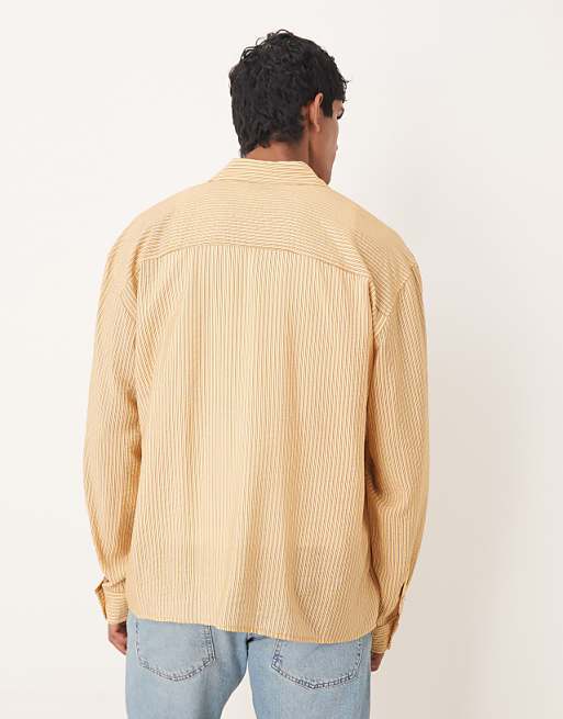 DESIGN Oversized Shirt In Yellow Stripe
