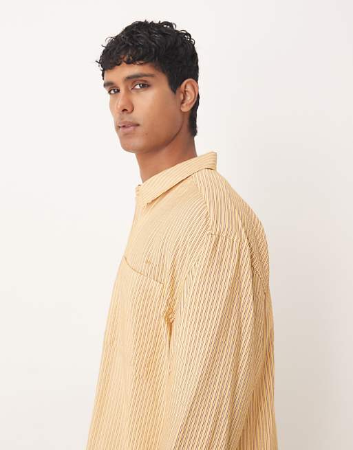 DESIGN Oversized Shirt In Yellow Stripe