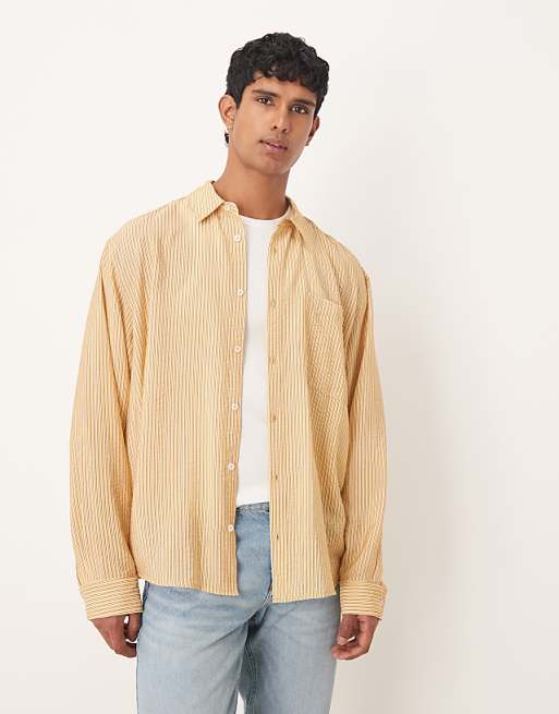 DESIGN oversized shirt in yellow stripe